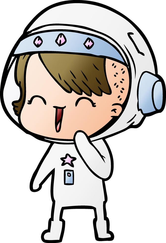 happy cartoon space girl vector