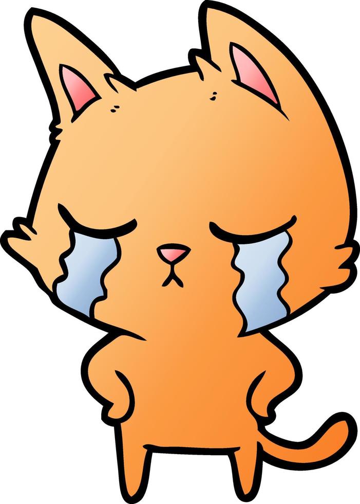 crying cartoon cat vector