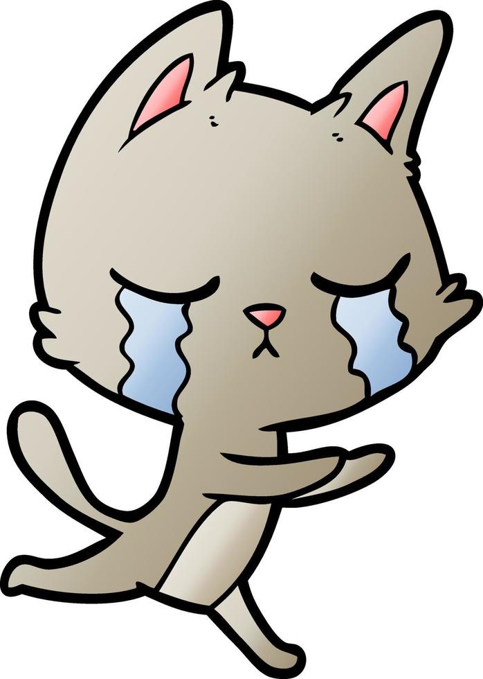crying cartoon cat running vector