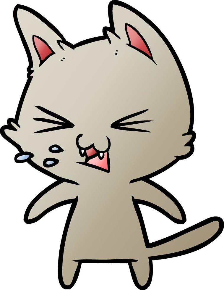 cartoon cat hissing vector