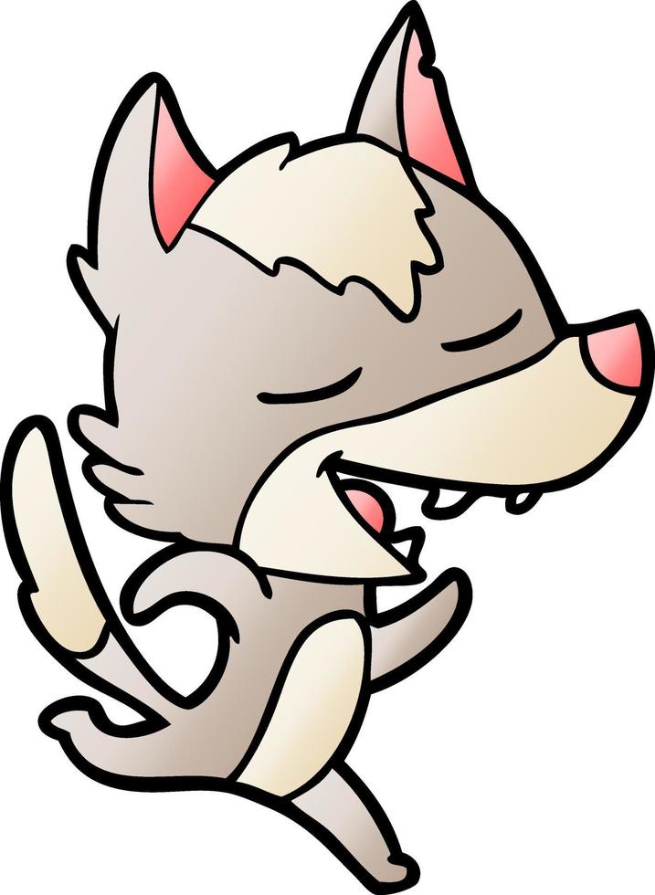 cartoon running wolf laughing vector