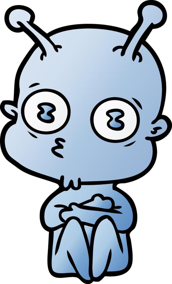 cartoon weird bald spaceman vector