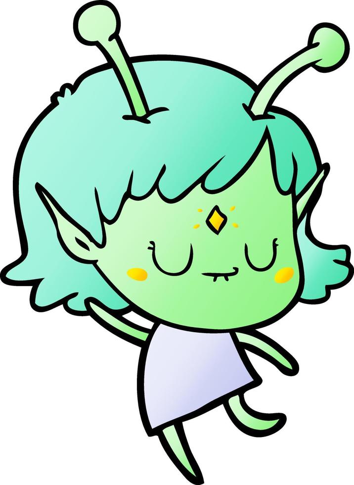 cartoon alien girl vector