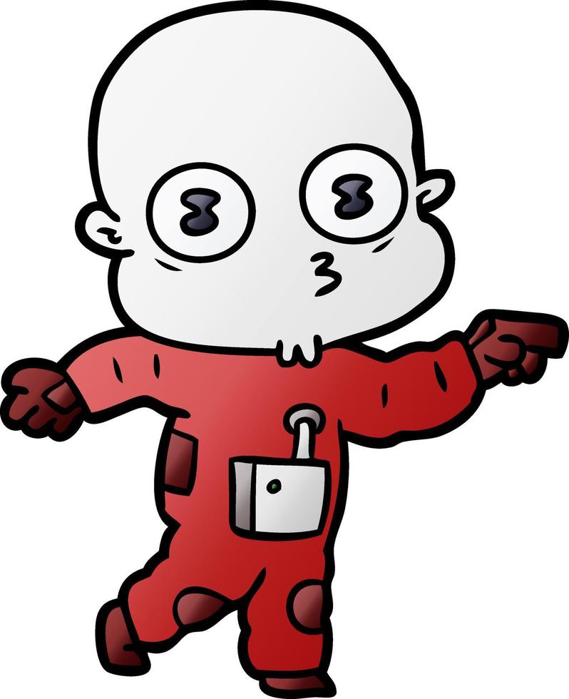 cartoon weird bald spaceman vector