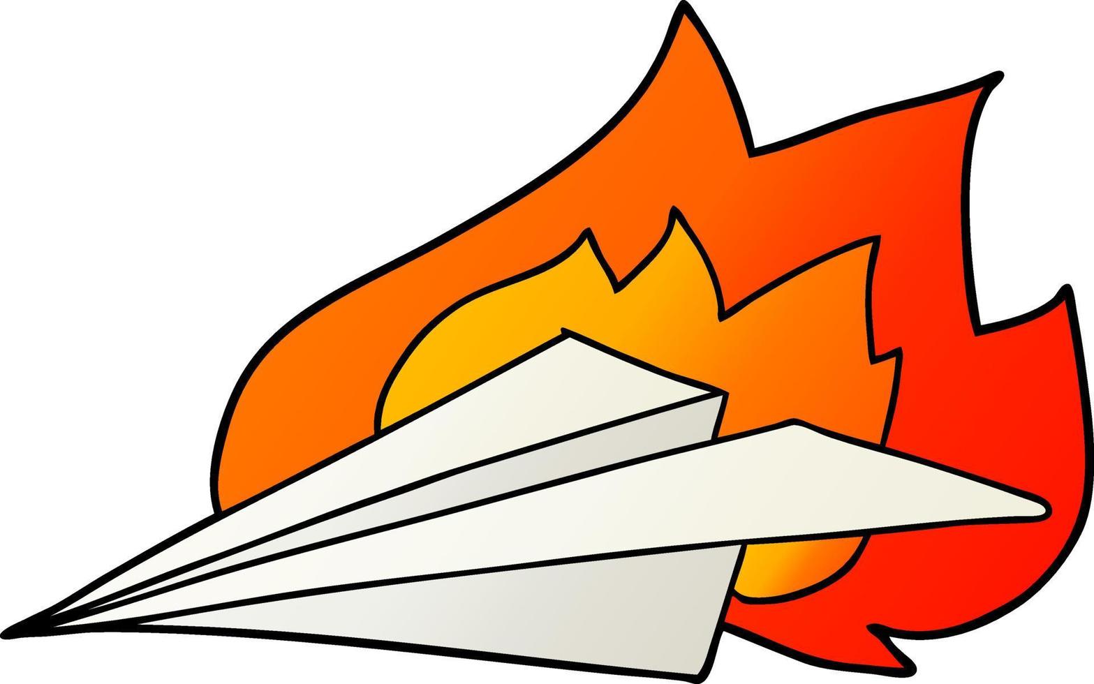 cartoon burning paper airplane vector