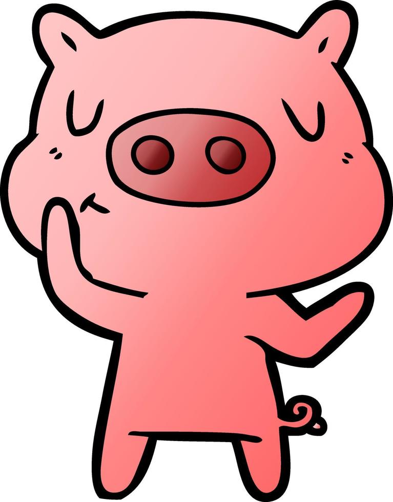 cartoon content pig vector