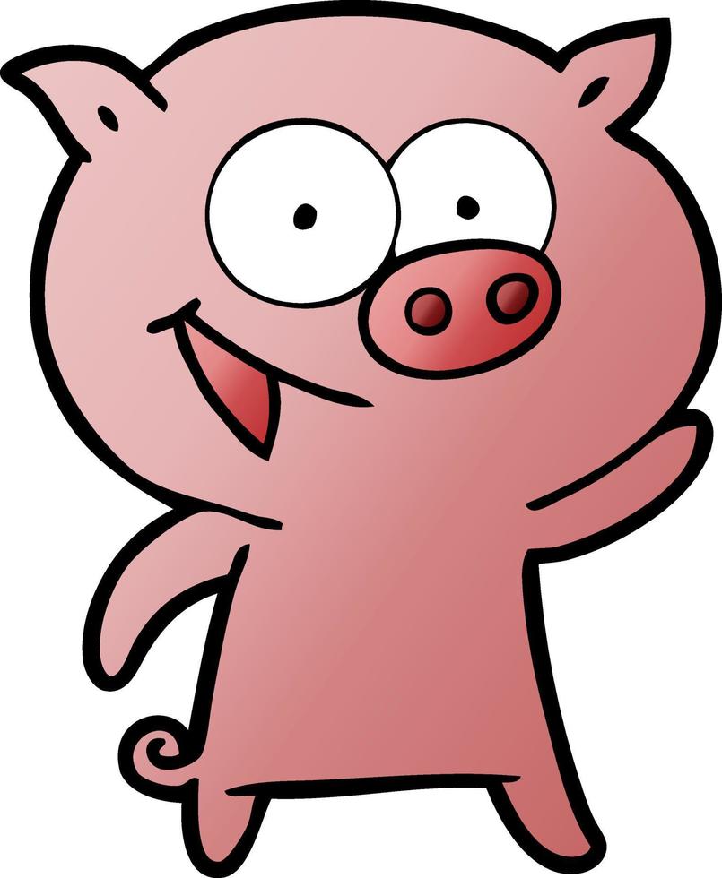 dibujos animados de cerdo alegre vector