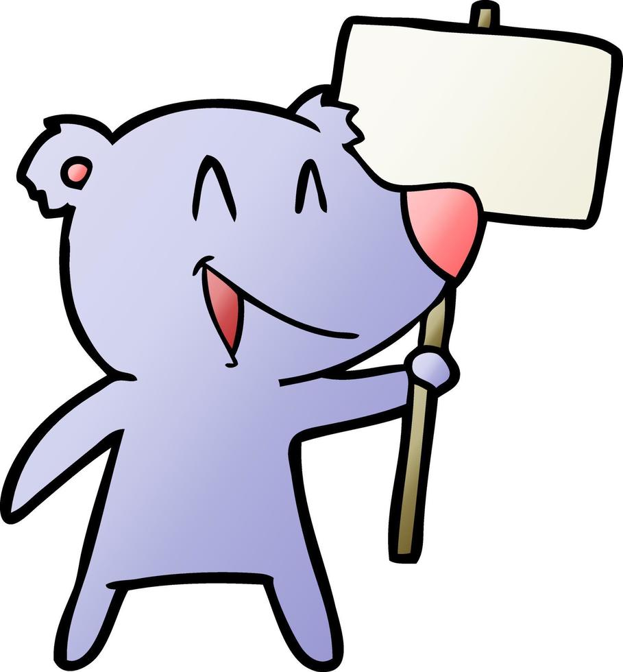 protester bear cartoon vector