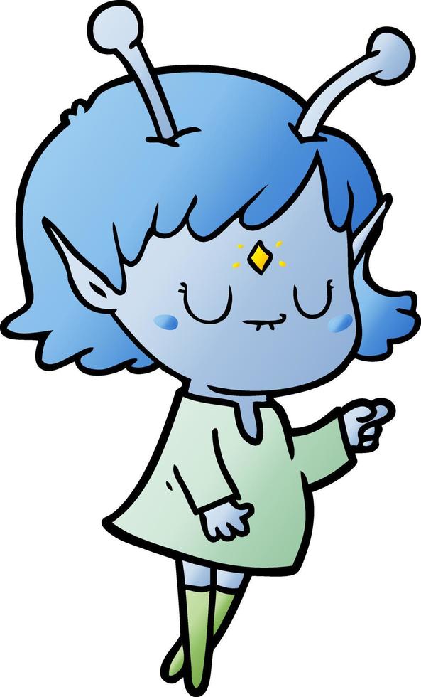 cartoon alien girl vector