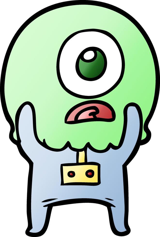 cartoon cyclops alien spaceman vector