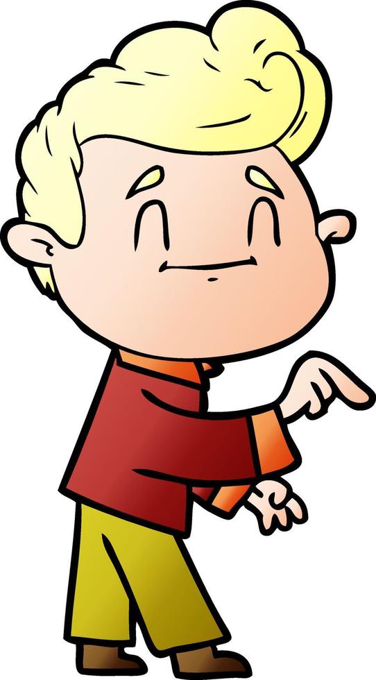 happy cartoon man making point vector