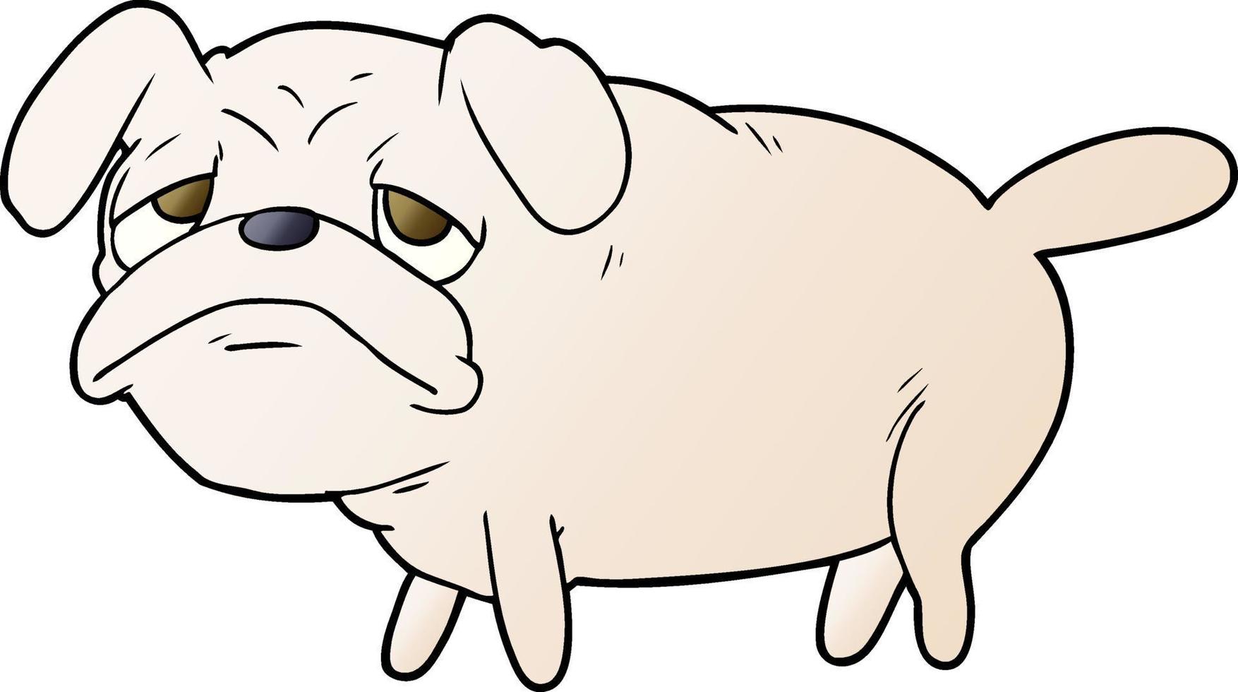 perro pug infeliz de dibujos animados vector