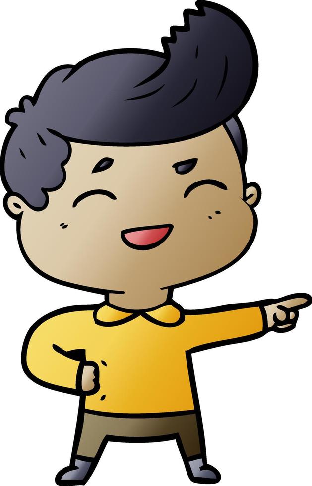 cartoon man laughing and pointing vector