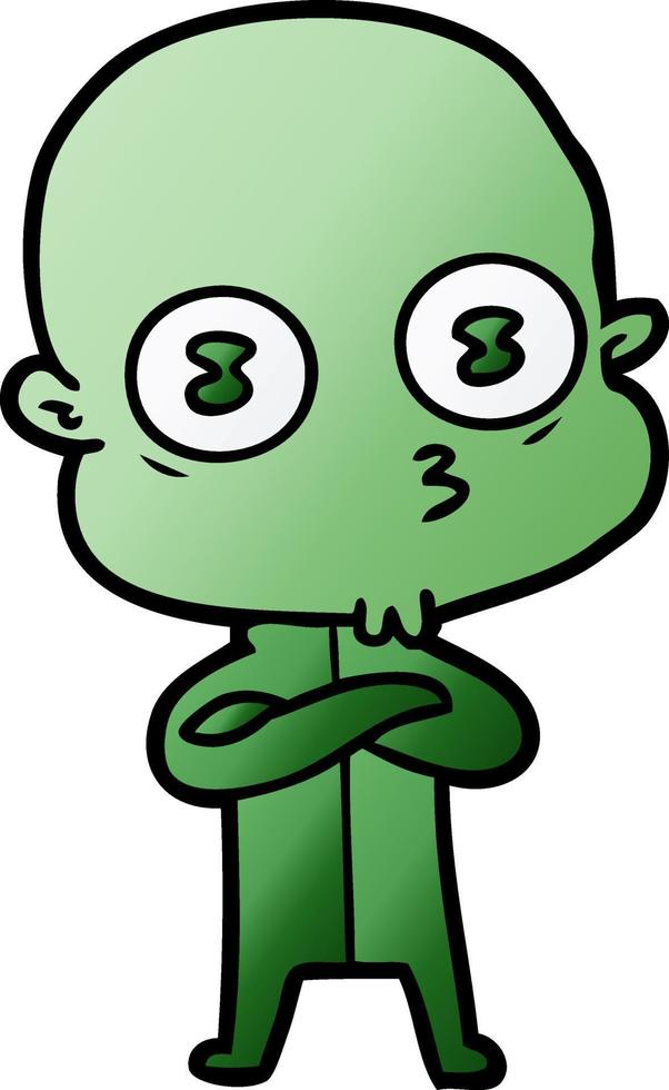 cartoon weird bald spaceman vector