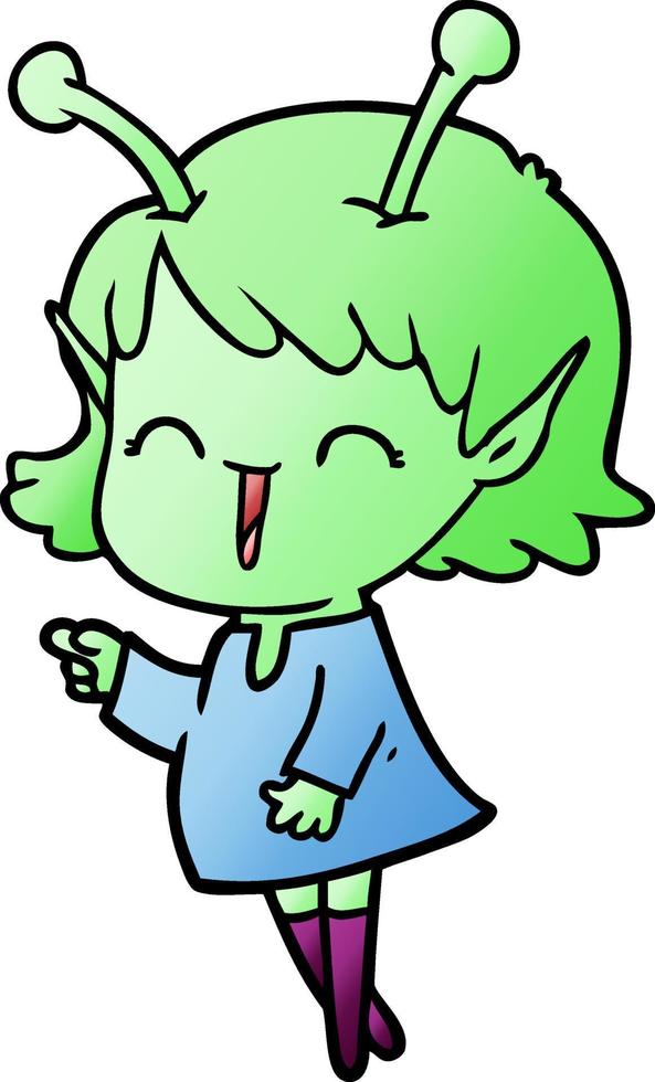 cartoon alien girl laughing vector