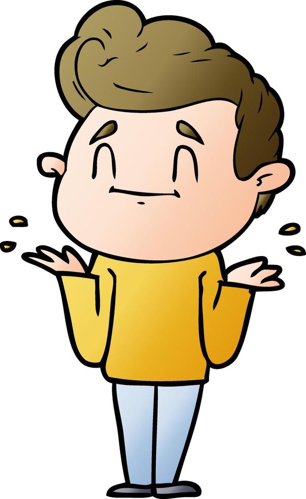 happy cartoon man shrugging vector