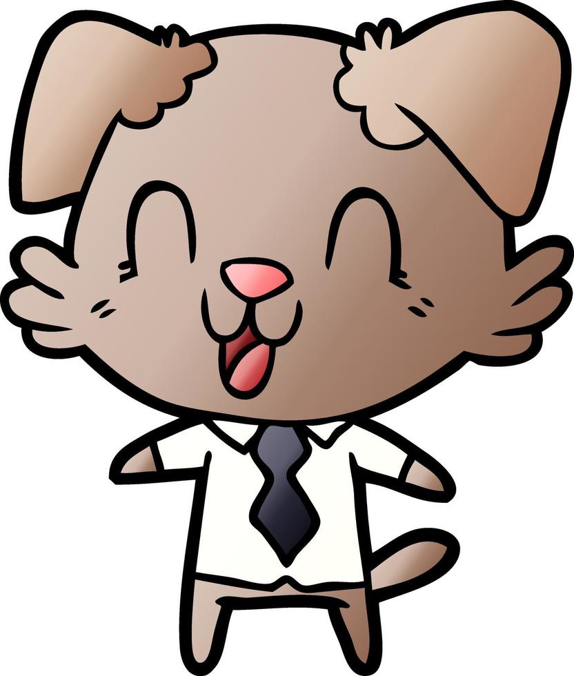 laughing cartoon dog manager vector