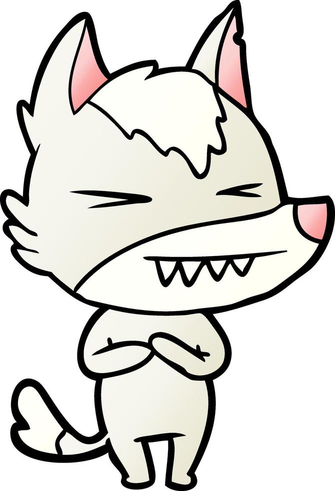 angry wolf cartoon vector