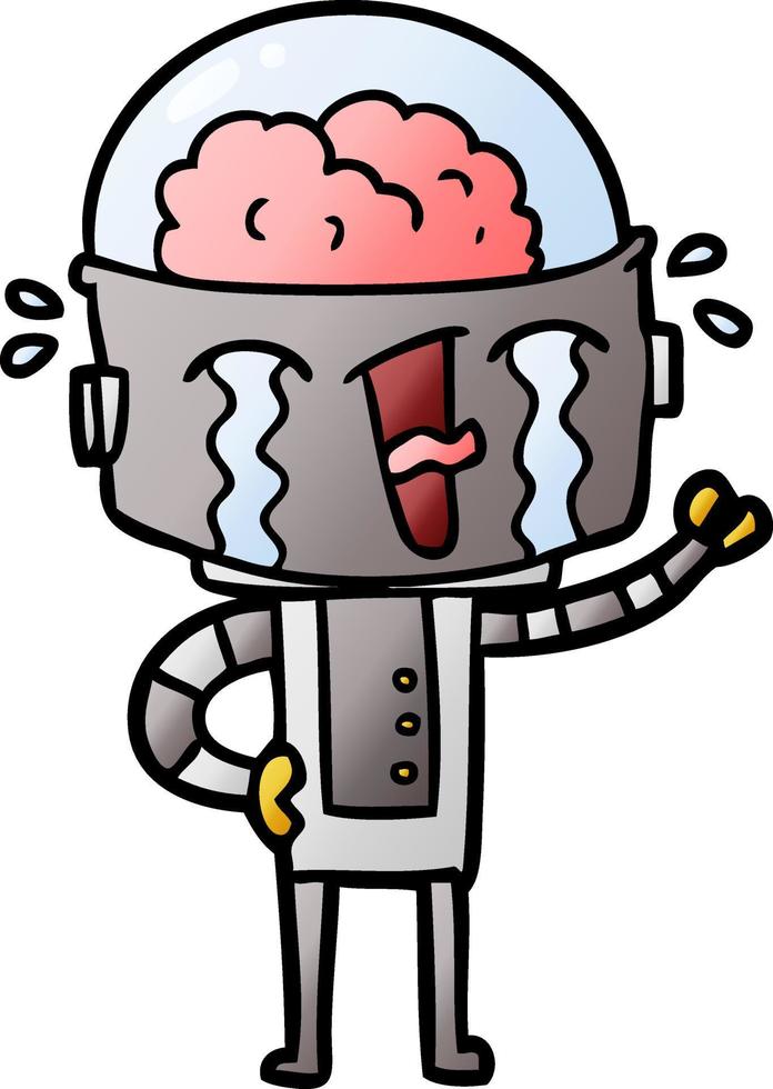 cartoon crying robot vector