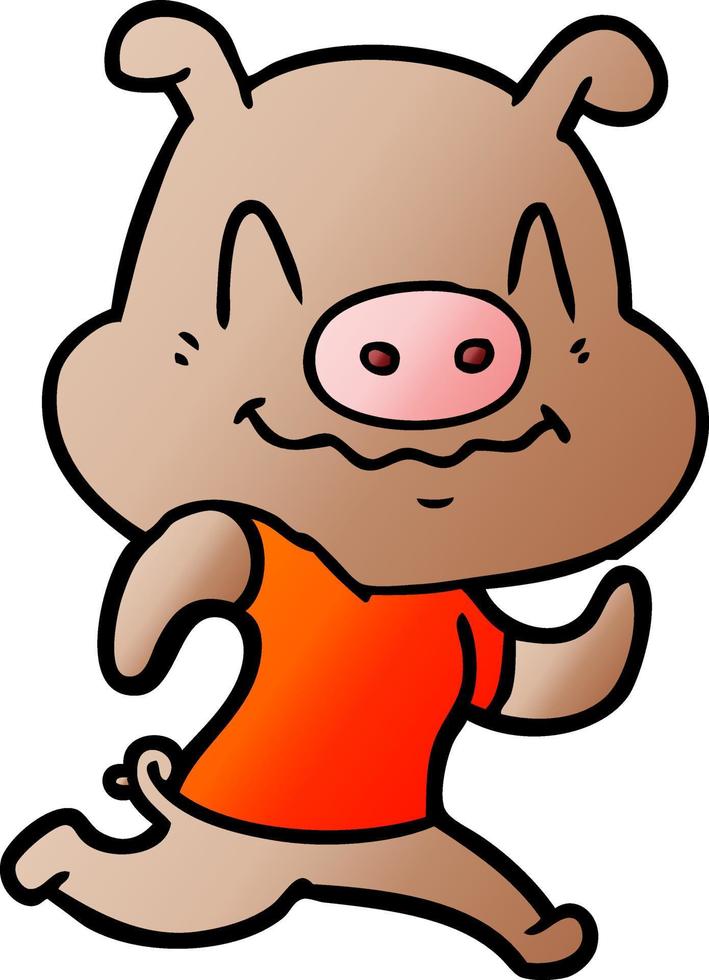 nervous cartoon pig vector