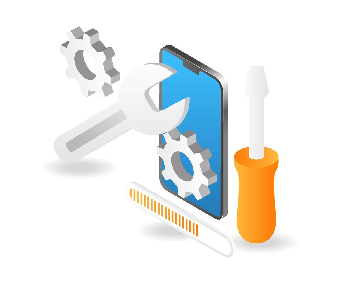 Repairing and maintenance of smartphone applications vector