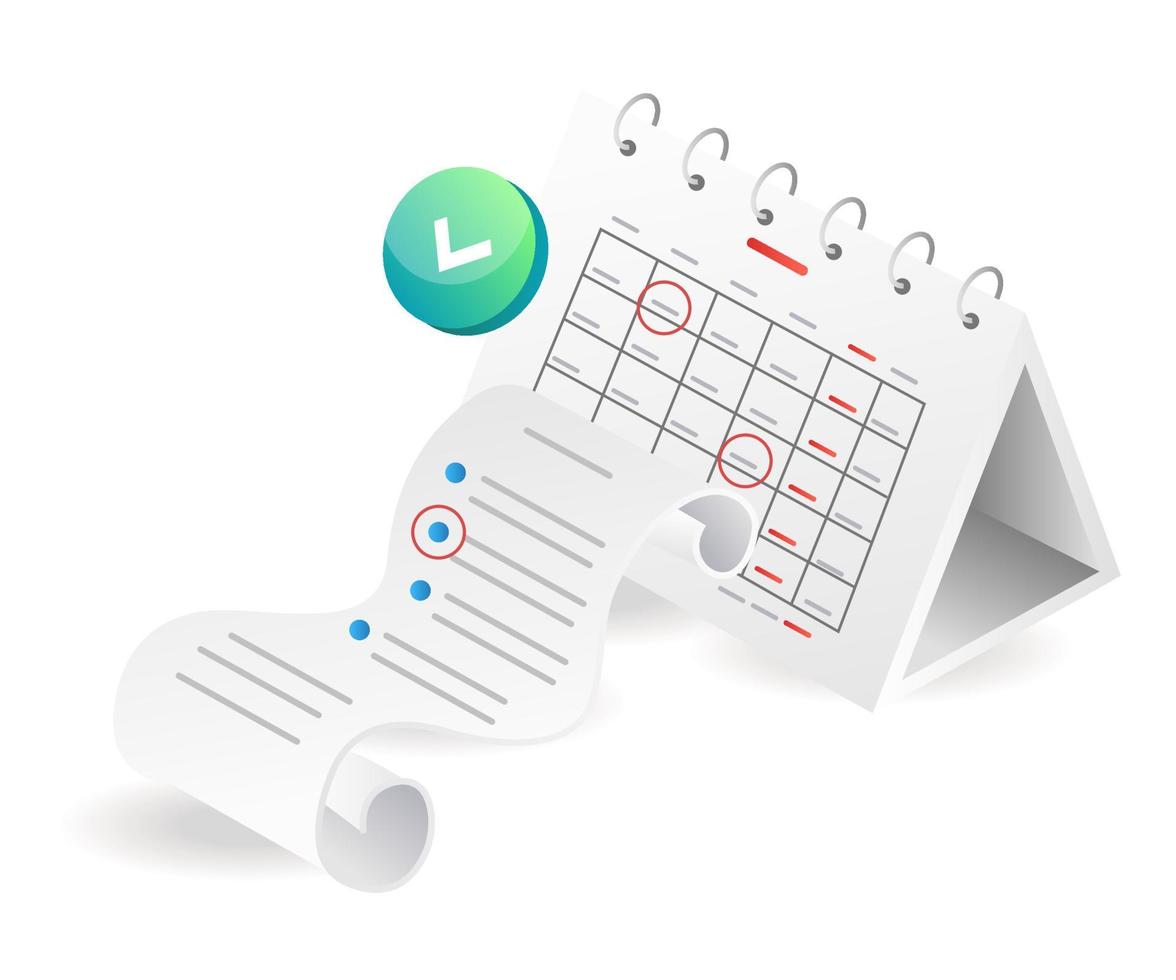 Plan mark on calendar paper vector