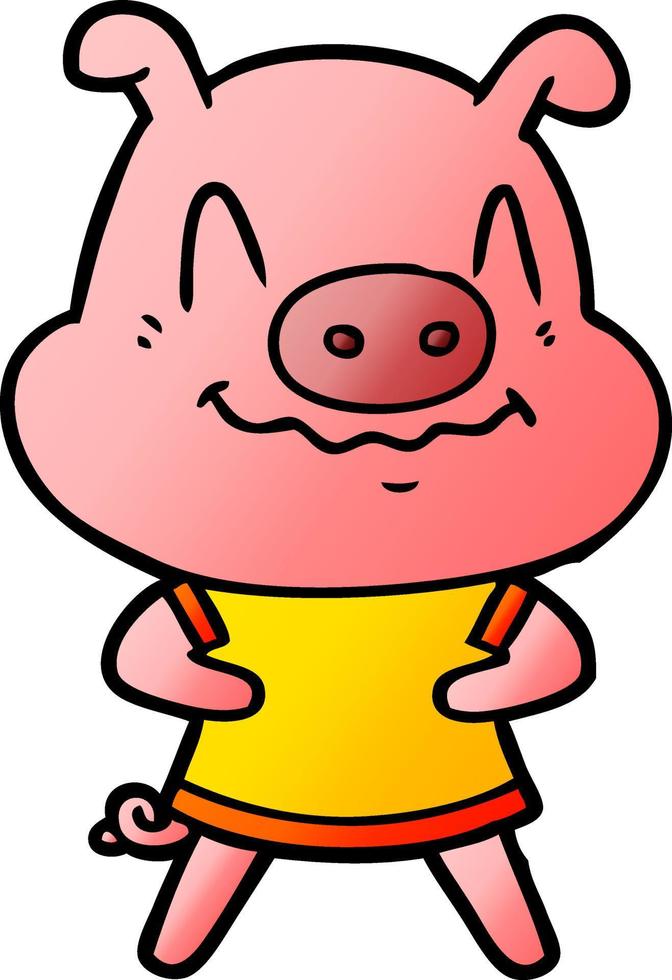 nervous cartoon pig vector