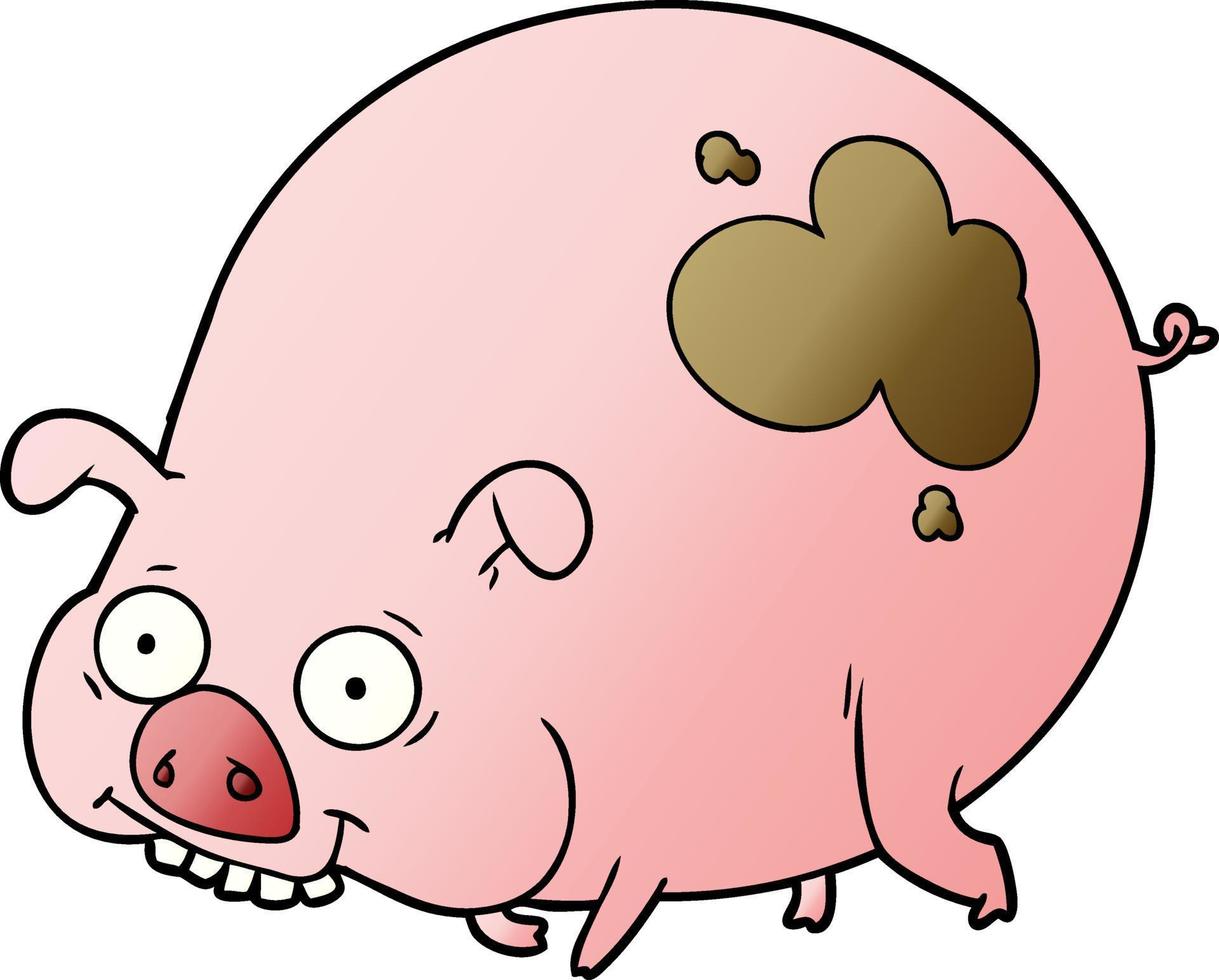 cartoon muddy pig vector