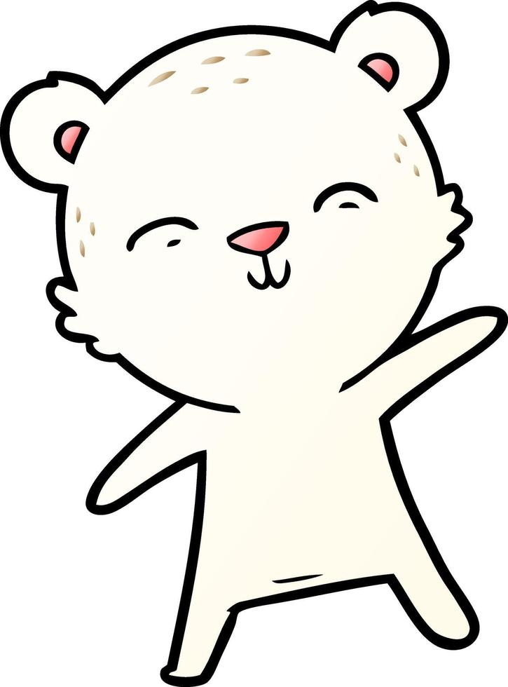 happy cartoon polar bear pointing vector