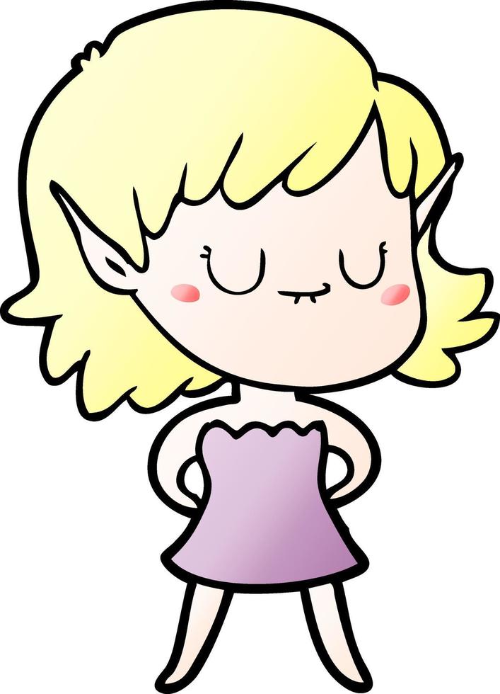 happy cartoon elf girl wearing dress vector