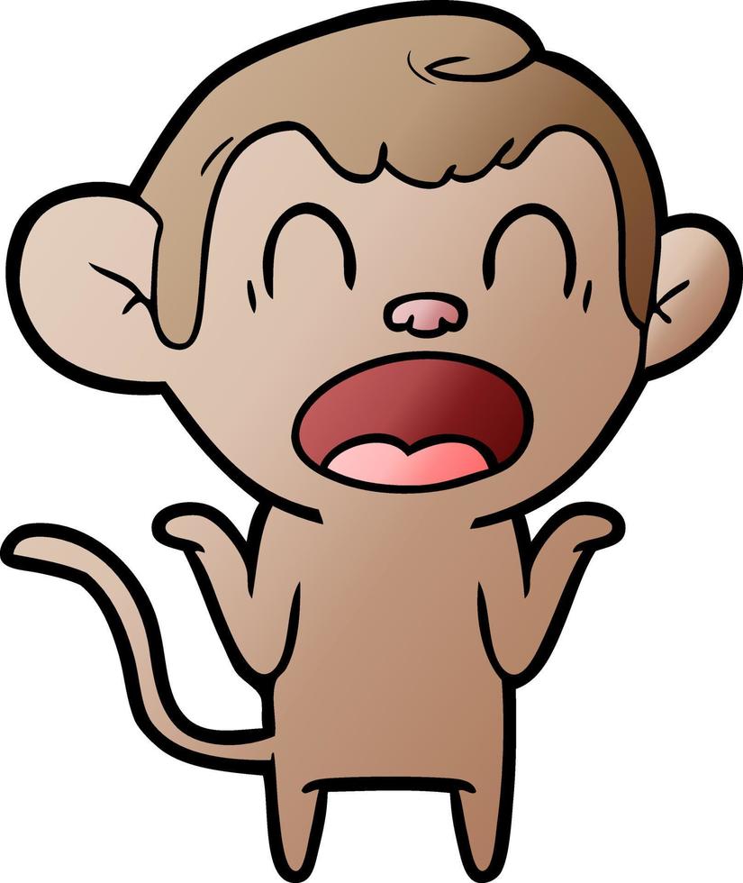 shouting cartoon monkey shrugging shoulders vector