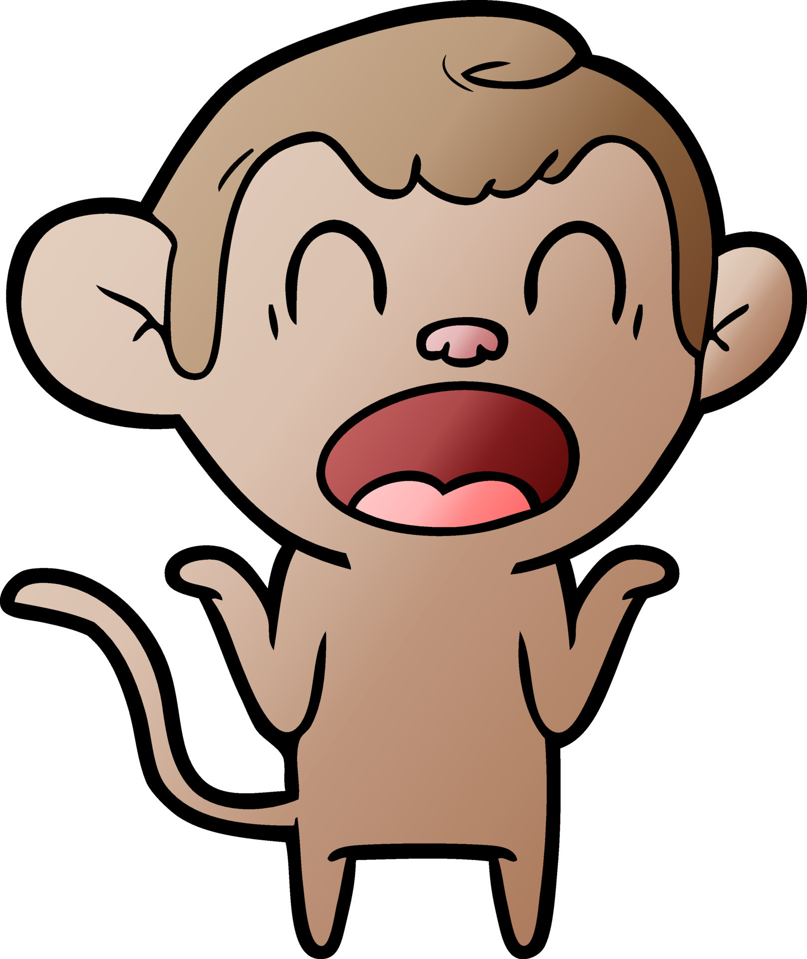 shouting cartoon monkey shrugging shoulders 12444437 Vector Art at Vecteezy