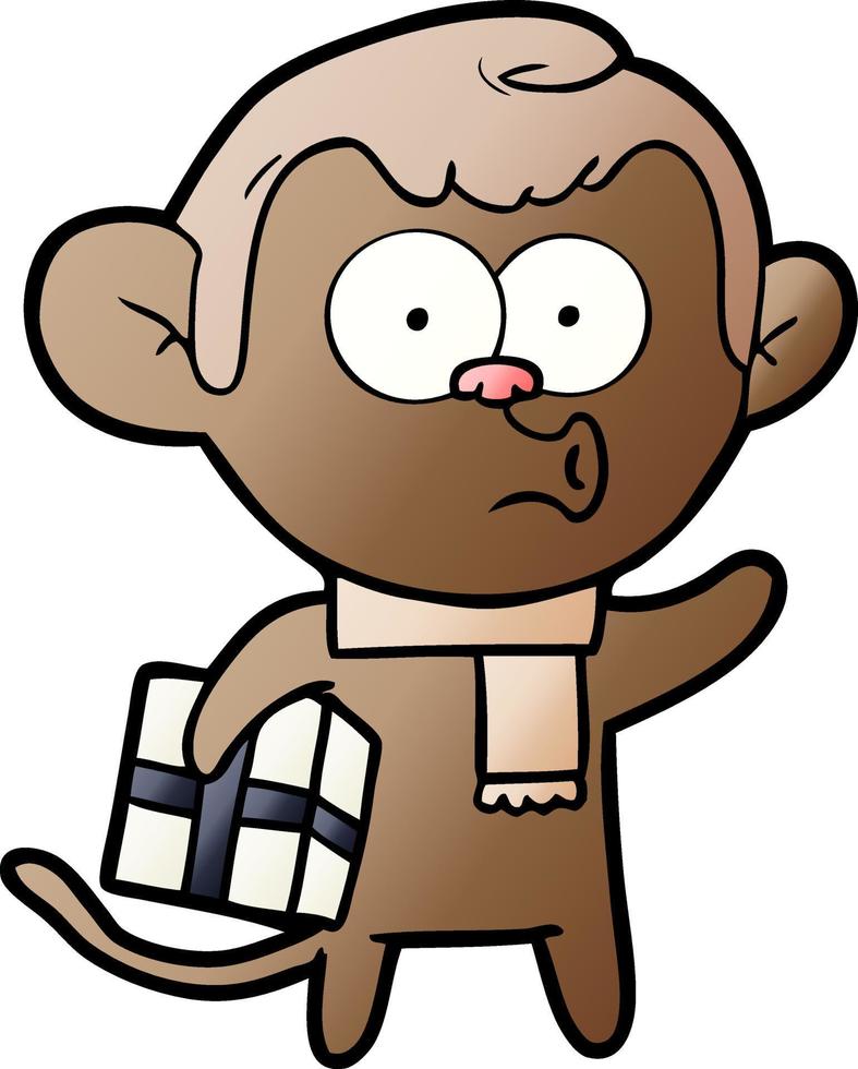 cartoon christmas monkey vector