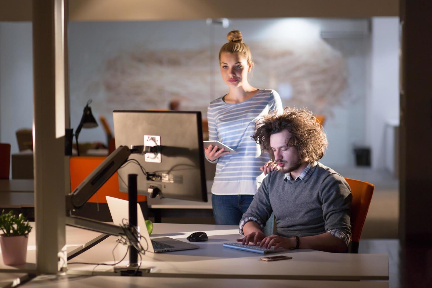 young designers in the night office photo