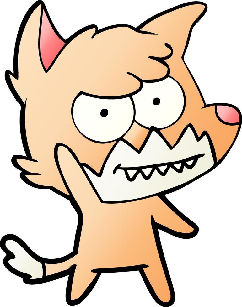 cartoon grinning fox vector