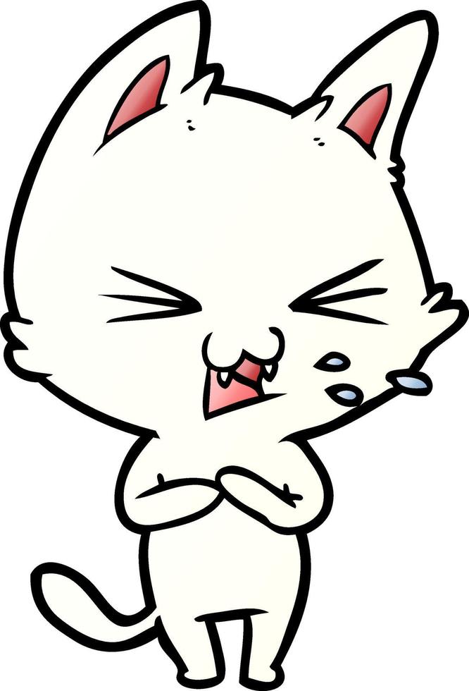 cartoon cat hissing vector