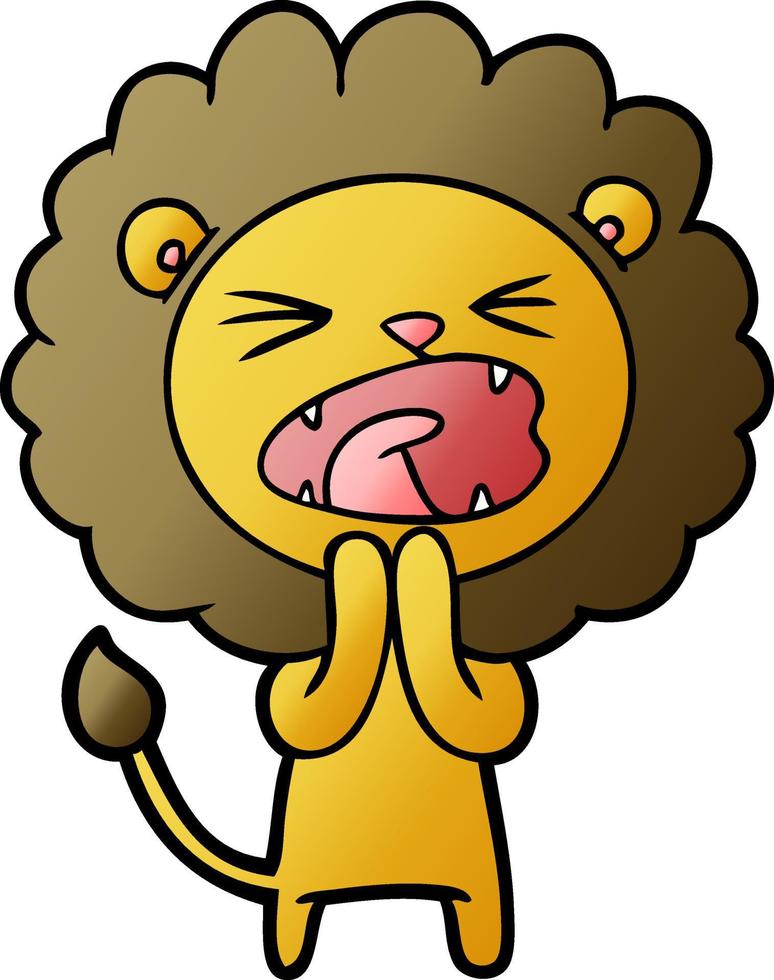 cartoon lion praying vector