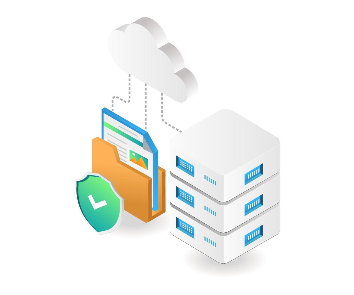 seguridad de datos del servidor en la nube vector