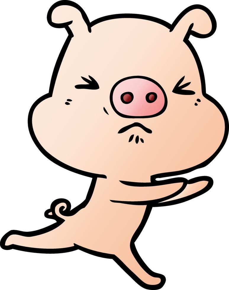 dibujos animados molesto cerdo corriendo vector