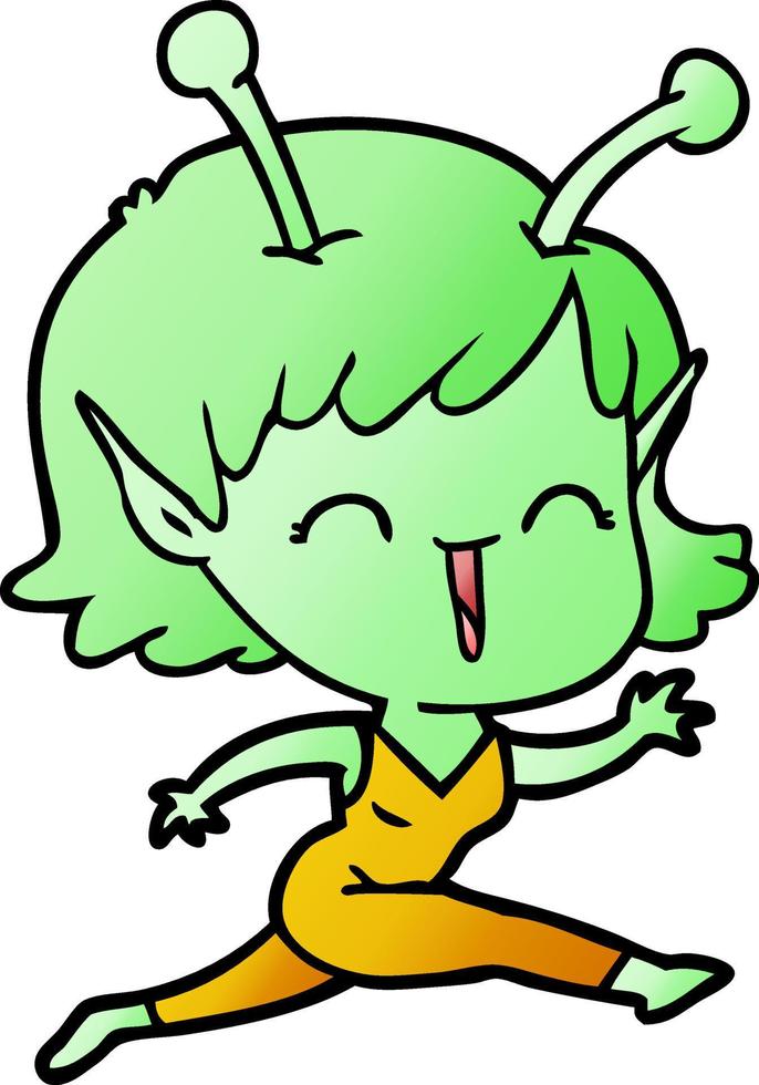 chica alienígena de dibujos animados riendo vector