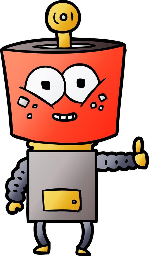happy cartoon robot giving thumbs up vector