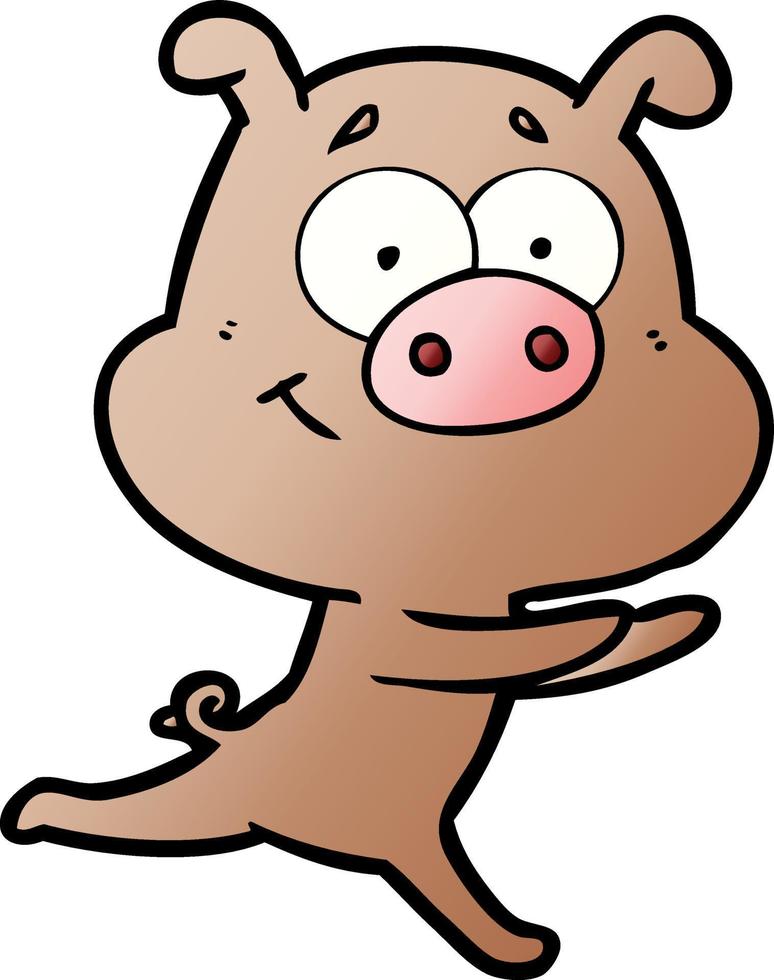 happy cartoon pig vector