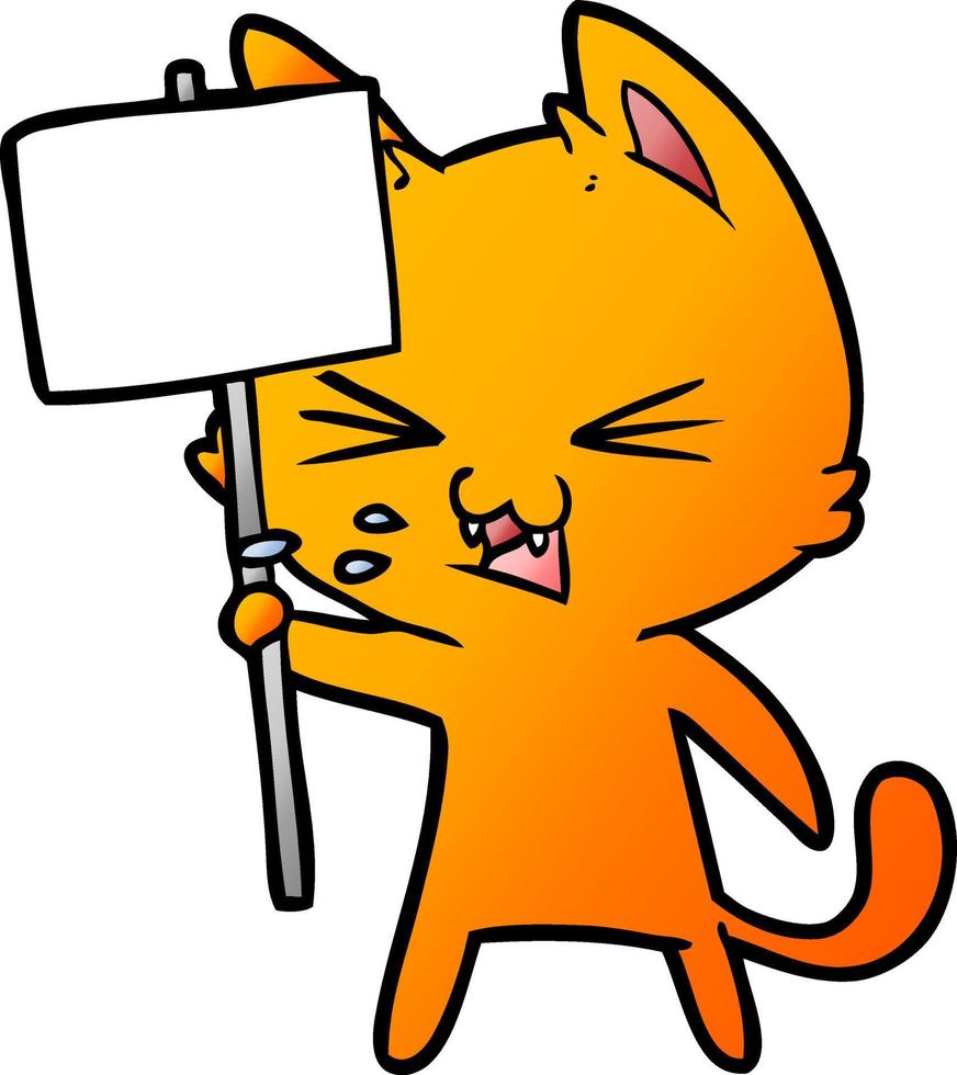 cartoon cat protesting vector