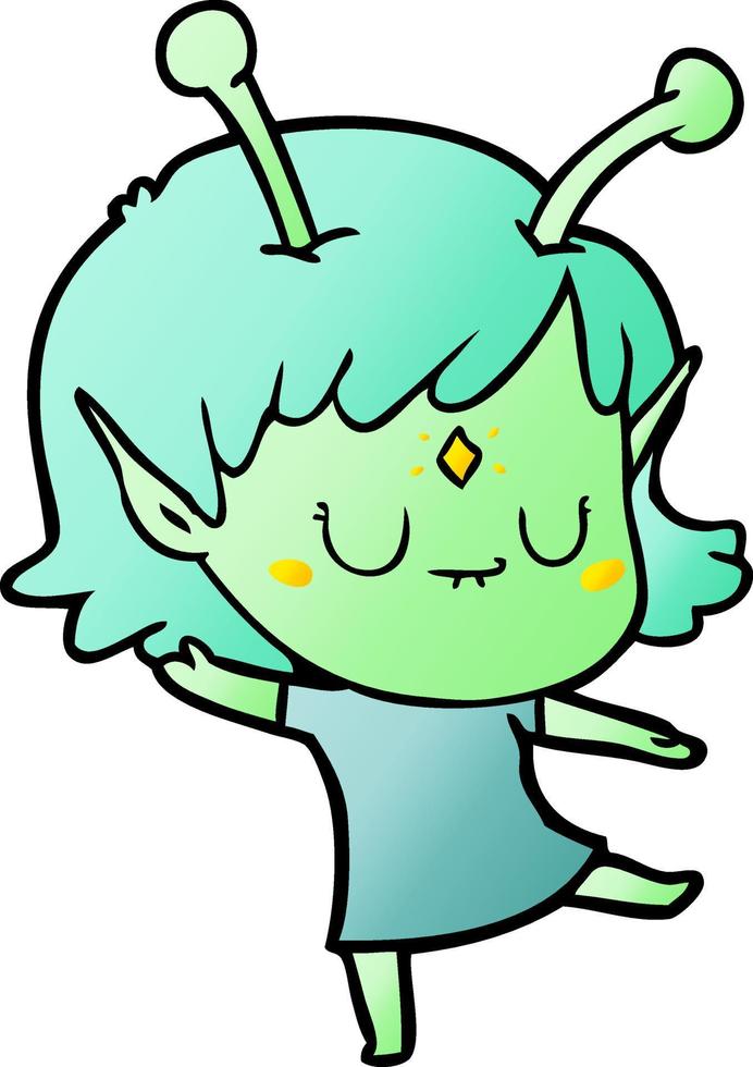 cartoon alien girl vector