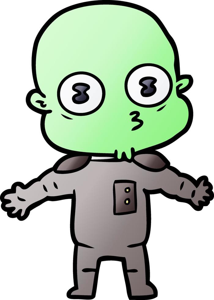 cartoon weird bald spaceman vector