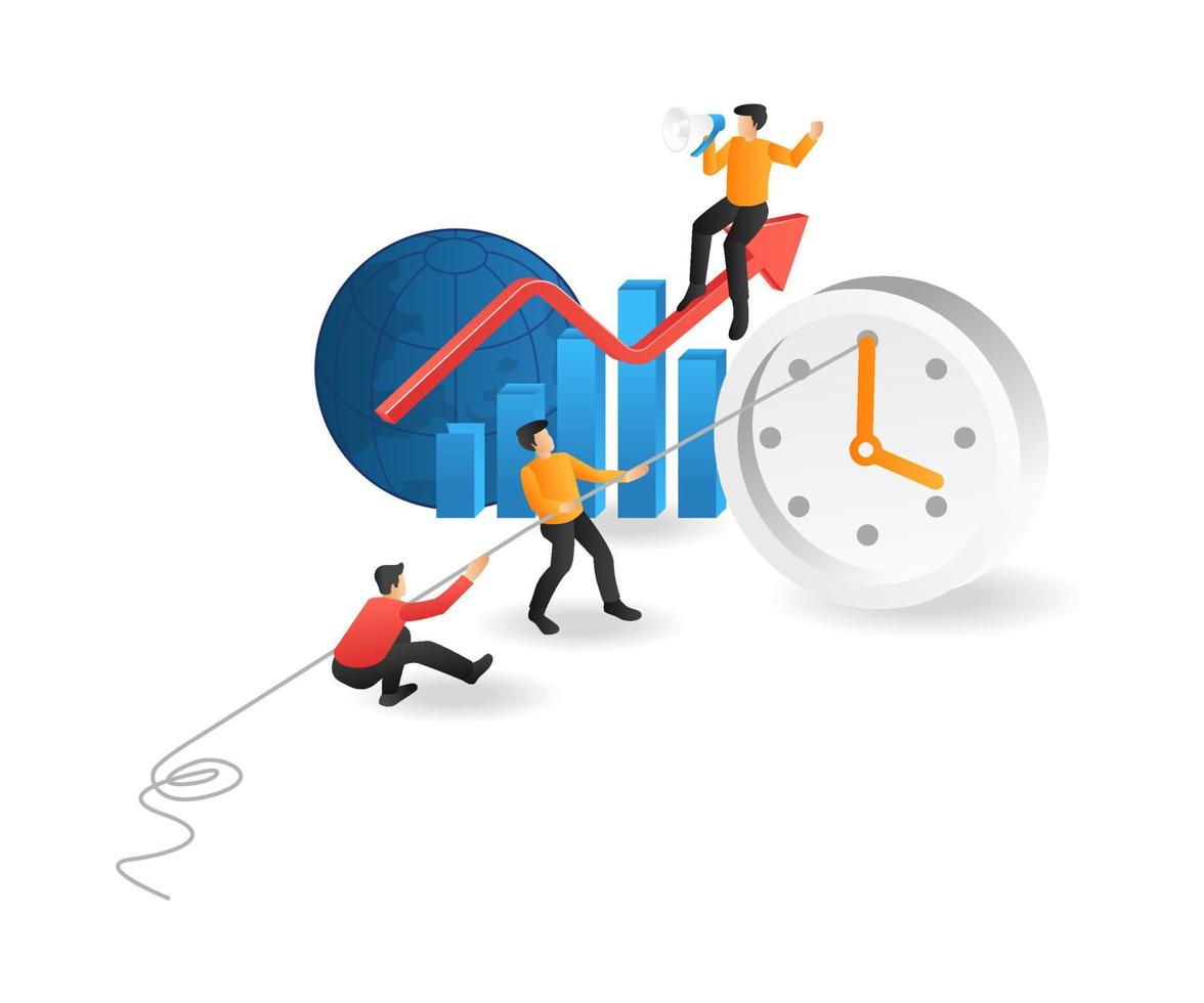 Team turning the clock for business vector