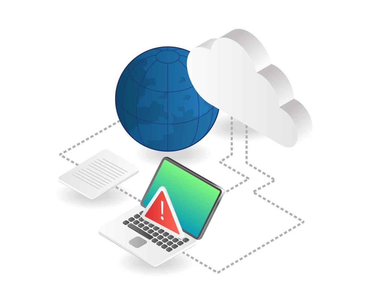 Cloud server data computer warning vector