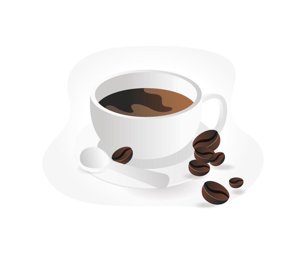 A cup and coffee beans vector