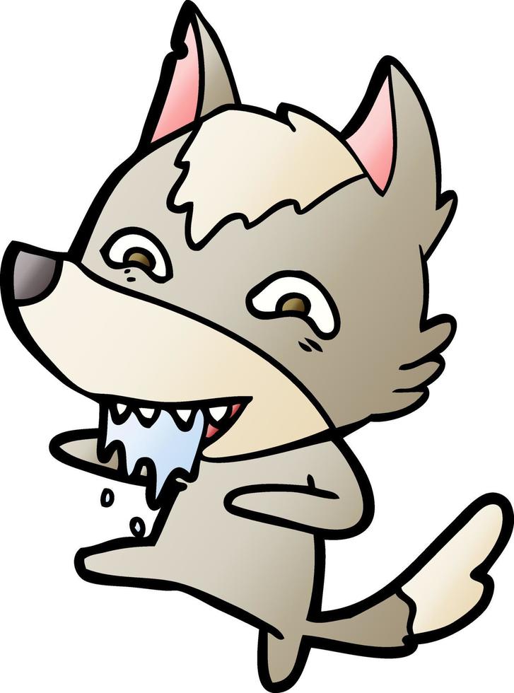 cartoon hungry wolf vector