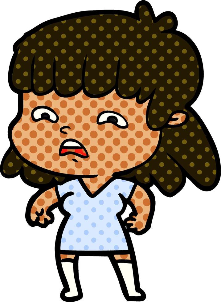 cartoon worried woman vector